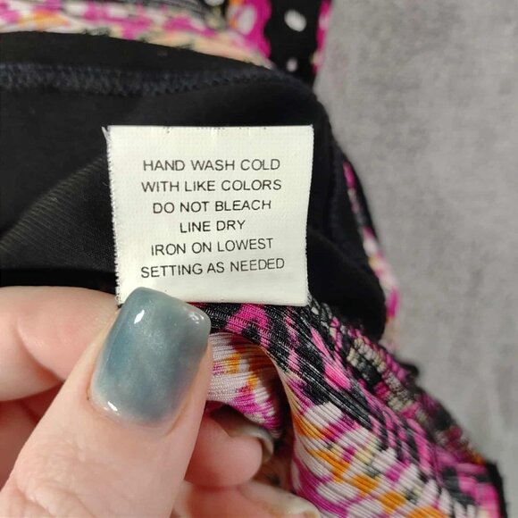 Notations Womens Ring Keyhole Stretch Knit Top XL Abstract Stripe High Low Artsy - Picture 11 of 12